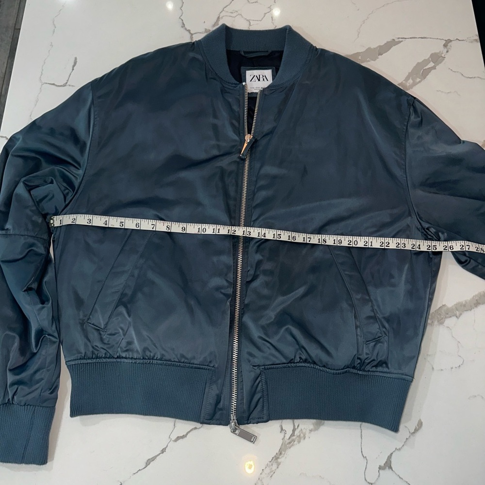 Zara Blue Zip Up Bomber Jacket With Side Pockets Size XL. In Great Condition. - Picture 4 of 13